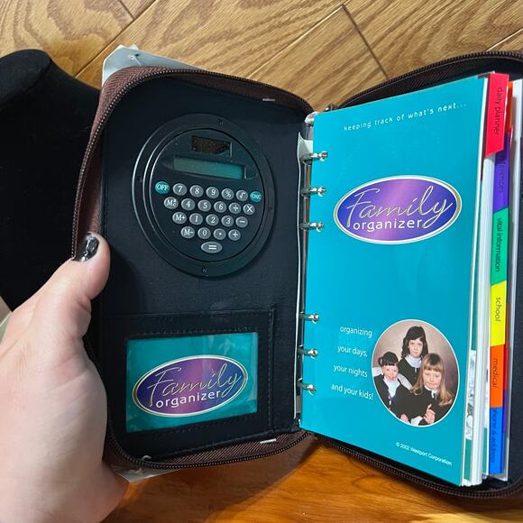 Vintage 1990's Family Organizer & Wallet Zippered Binder Calculator Memo Pad NEW - Picture 12 of 15